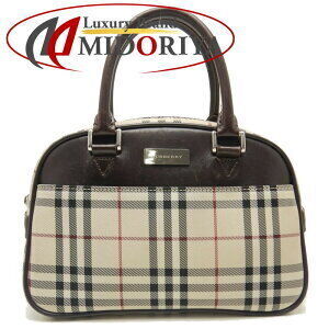 Burberry Nova Check Nylon Canvas Leather Handbag Beige Tan Brown